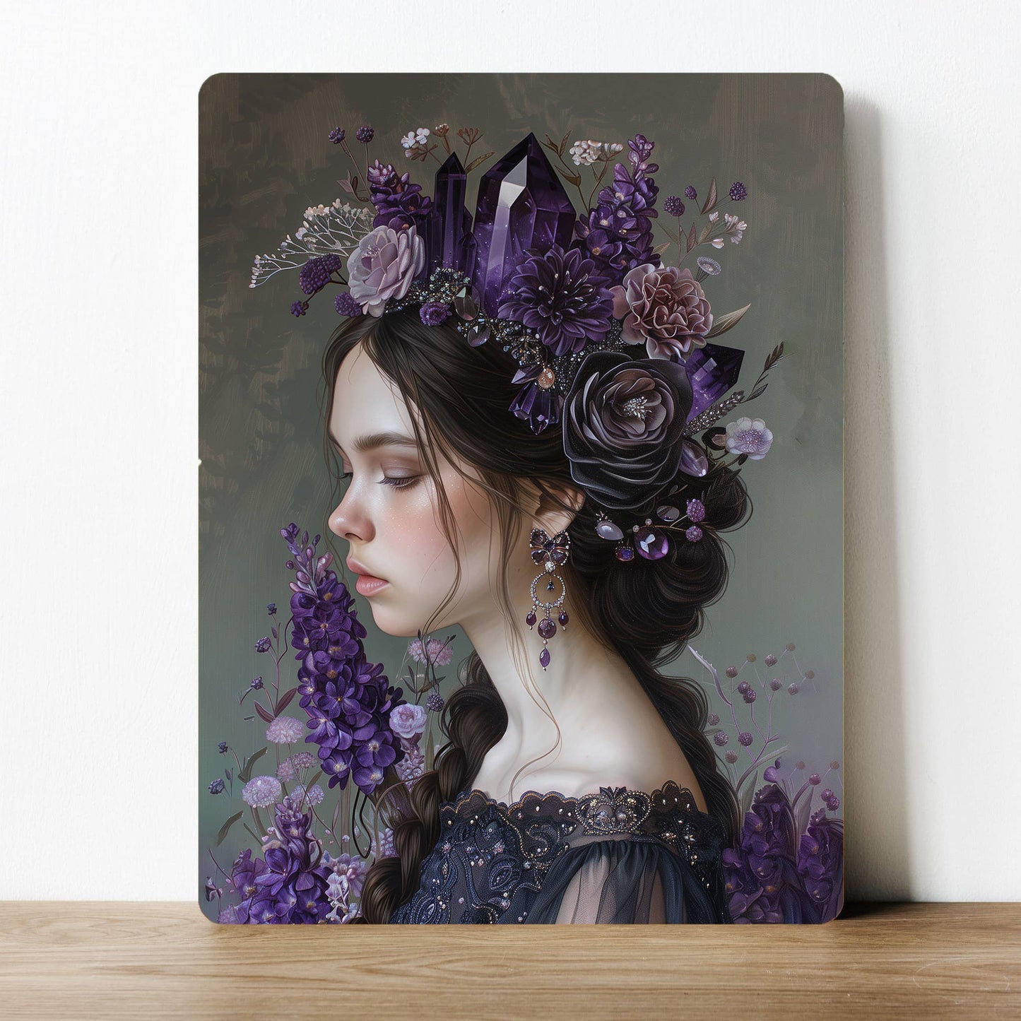 Floral Lady Vintage Amethyst Crystal | Metal Sign Plaque