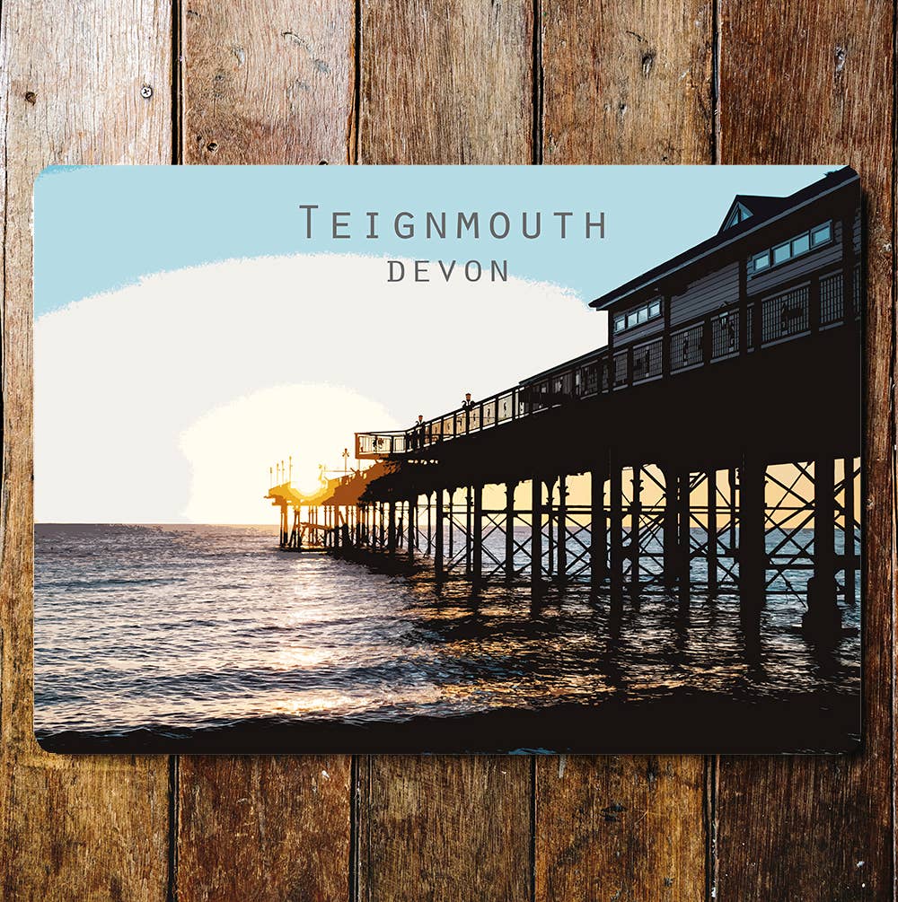 Teignmouth Pier Devon Travel Metal Wall Sign Plaque