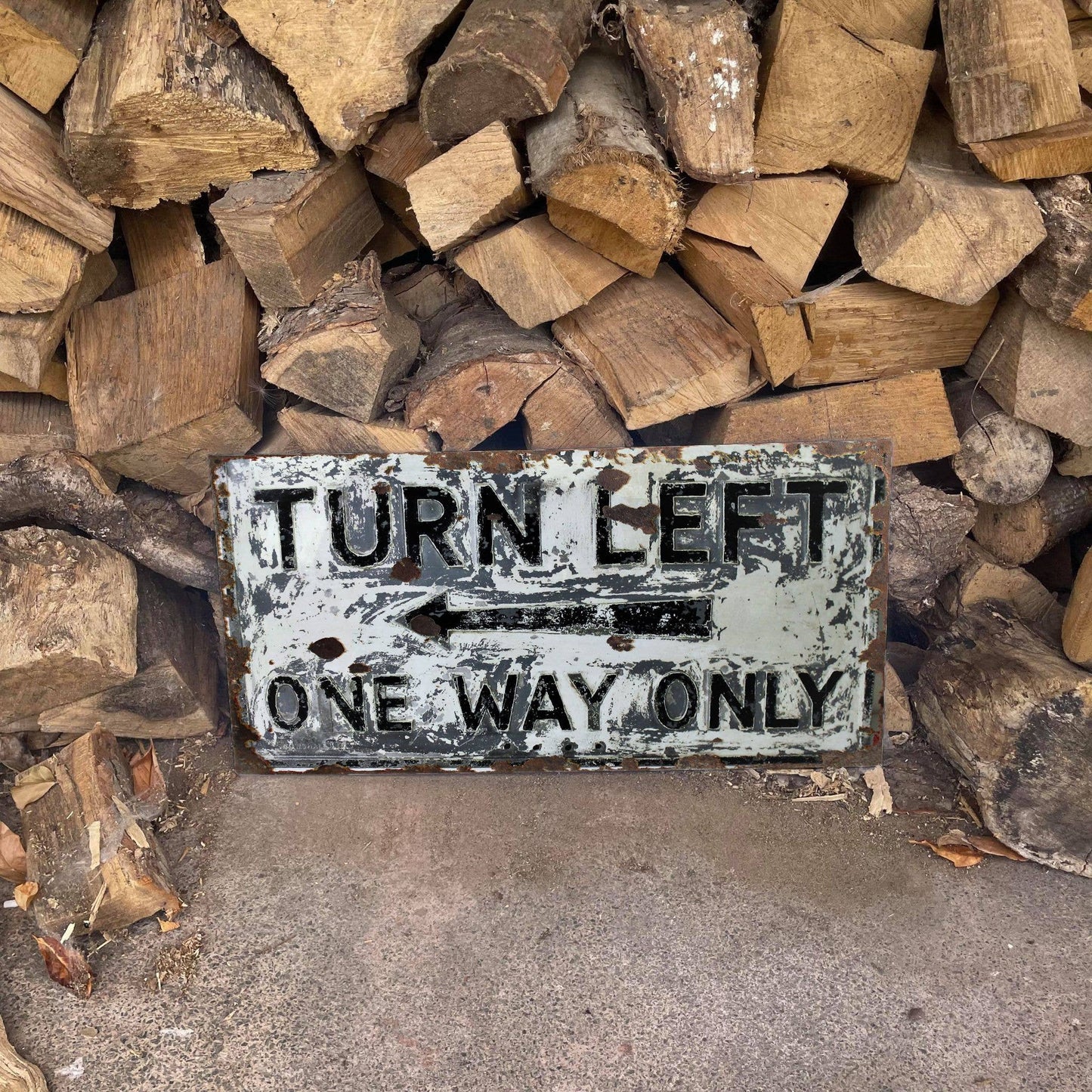 Turn Left One Way Only - | Metal Wall Sign