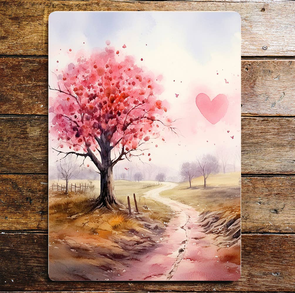 Cute romantic landscape Valentine | Metal Sign Plaque