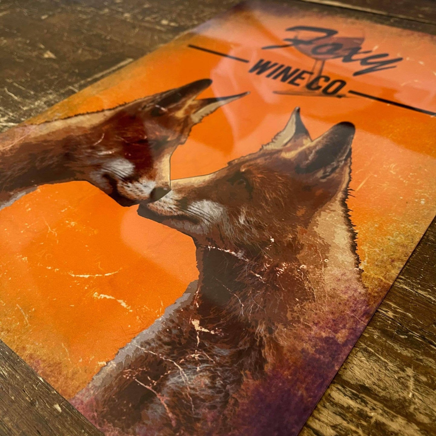 Foxy Wine Co. Brewery Style Animal | Metal Sign