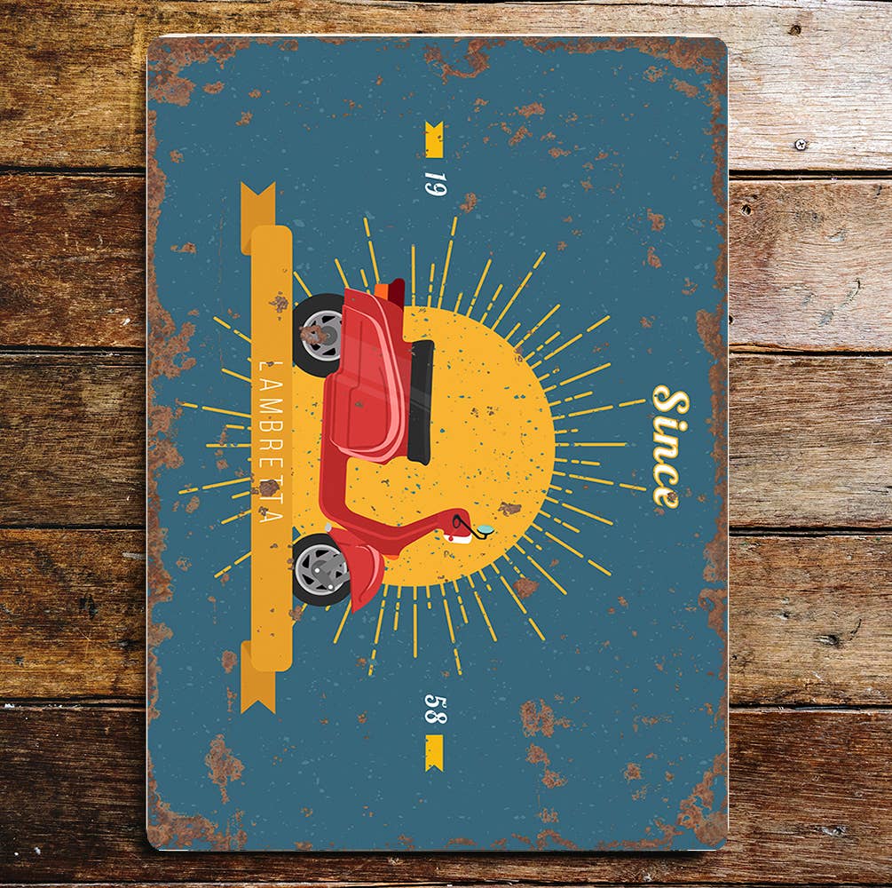 Moped scooter wall art | Metal Sign Plaque