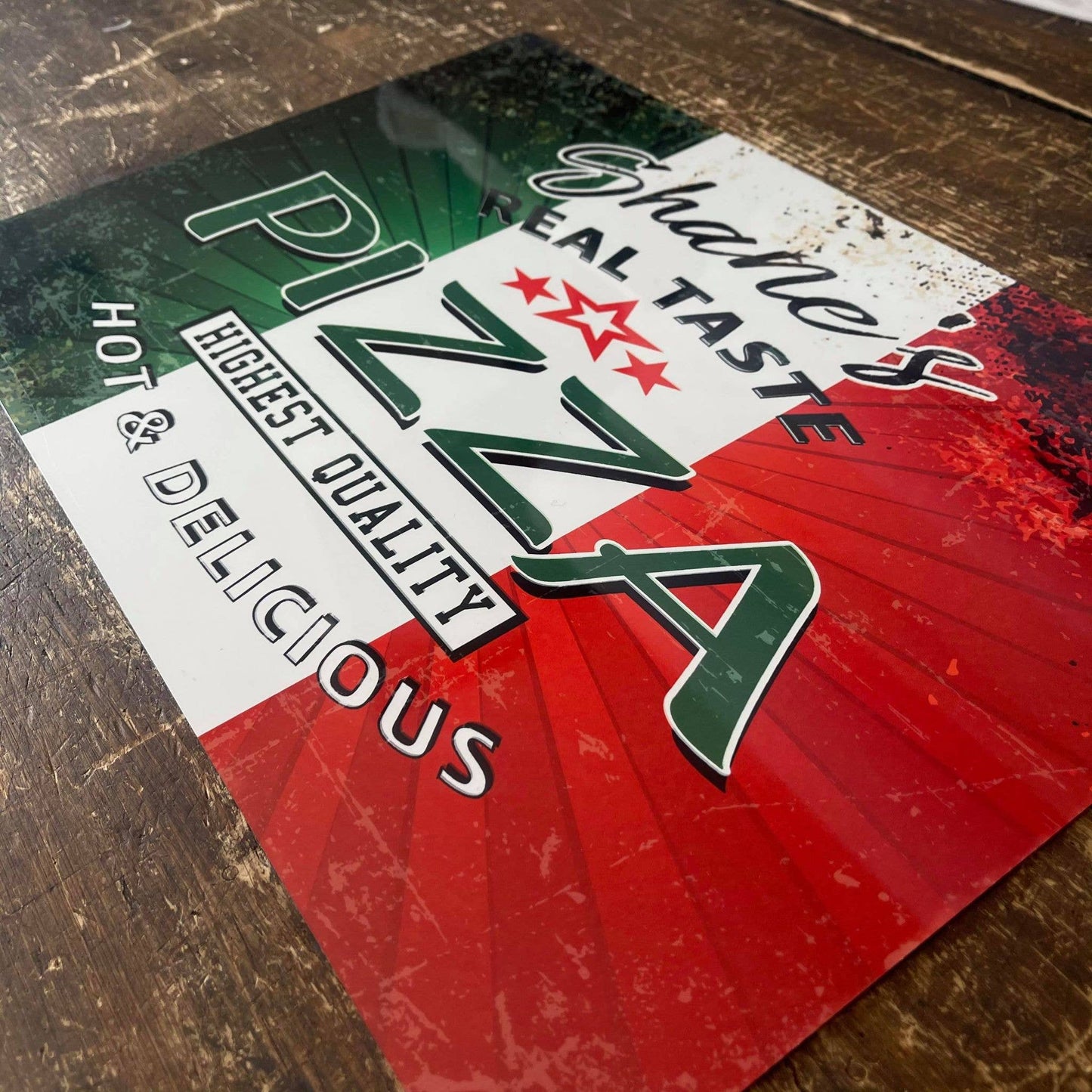 Name Pizza Personalised Custom | Metal Wall Sign