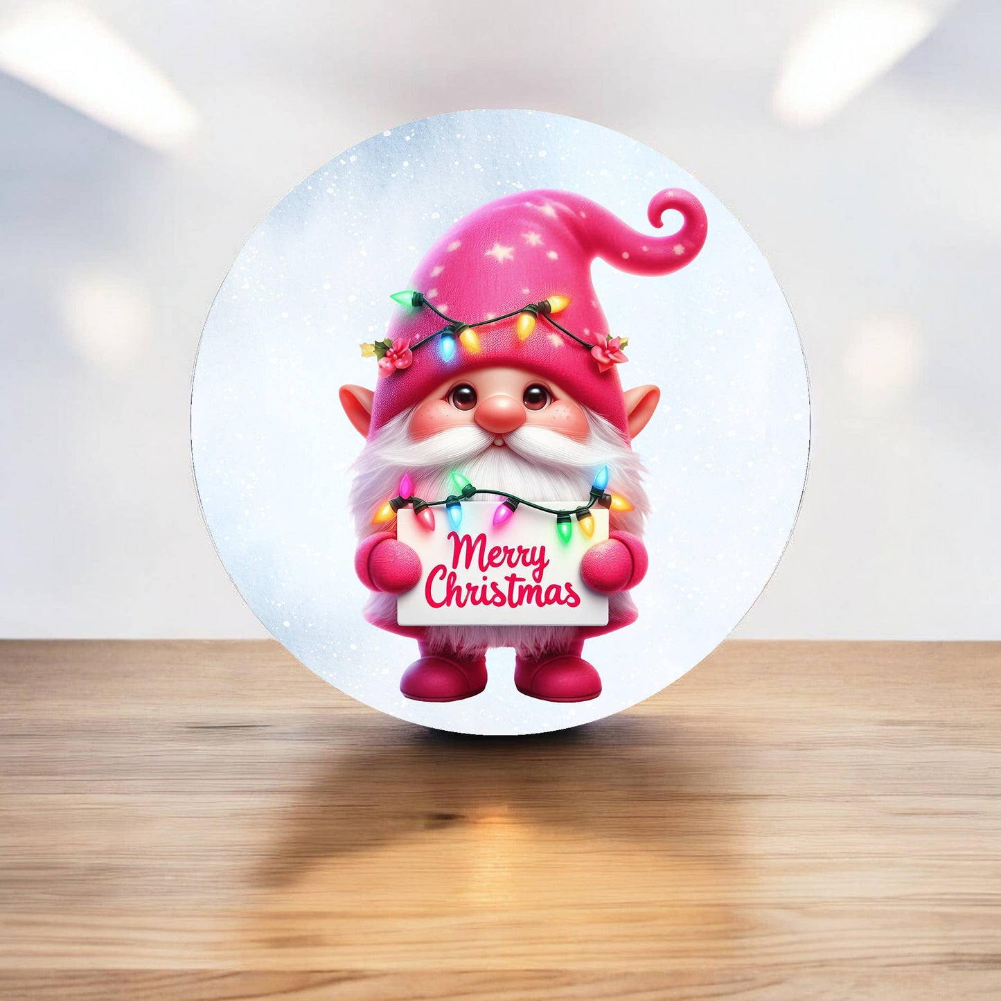 Mini Santa Clause Christmas Circle Metal Sign