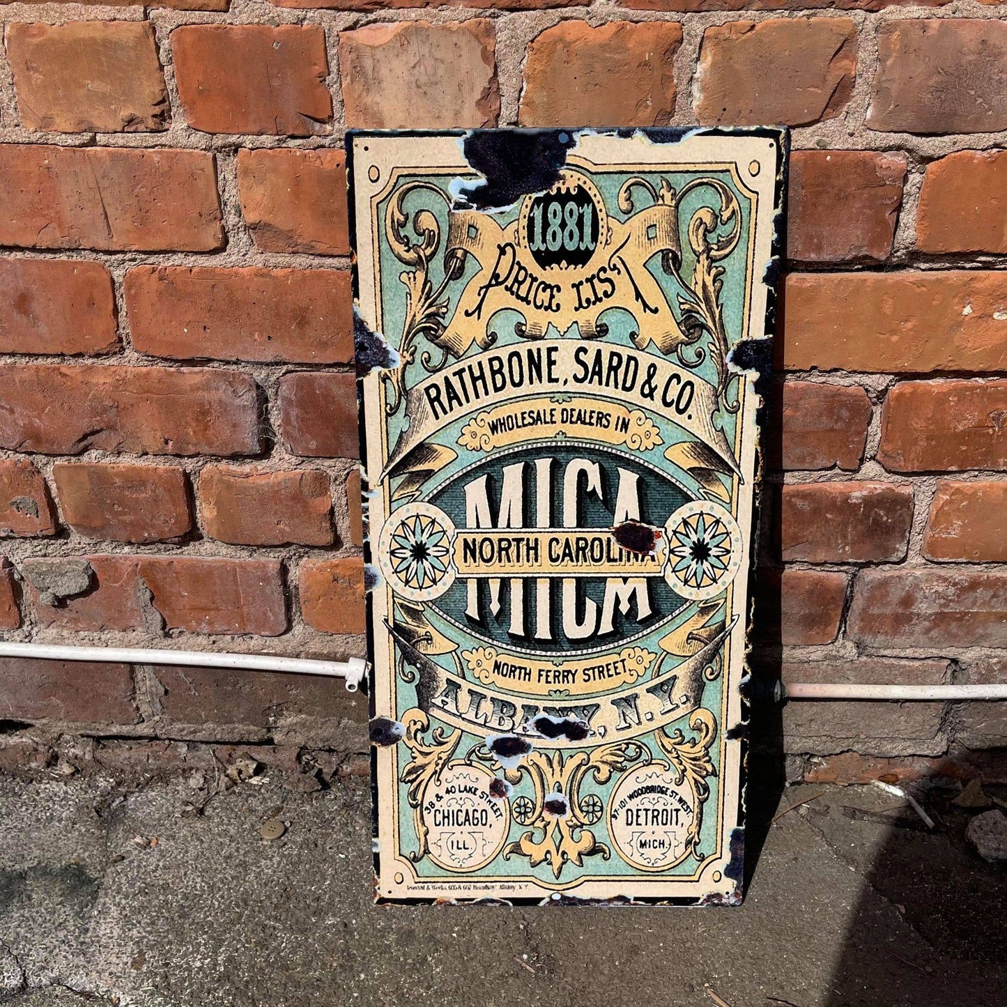 1881 Price List Wholesale Dealers | Metal Sign