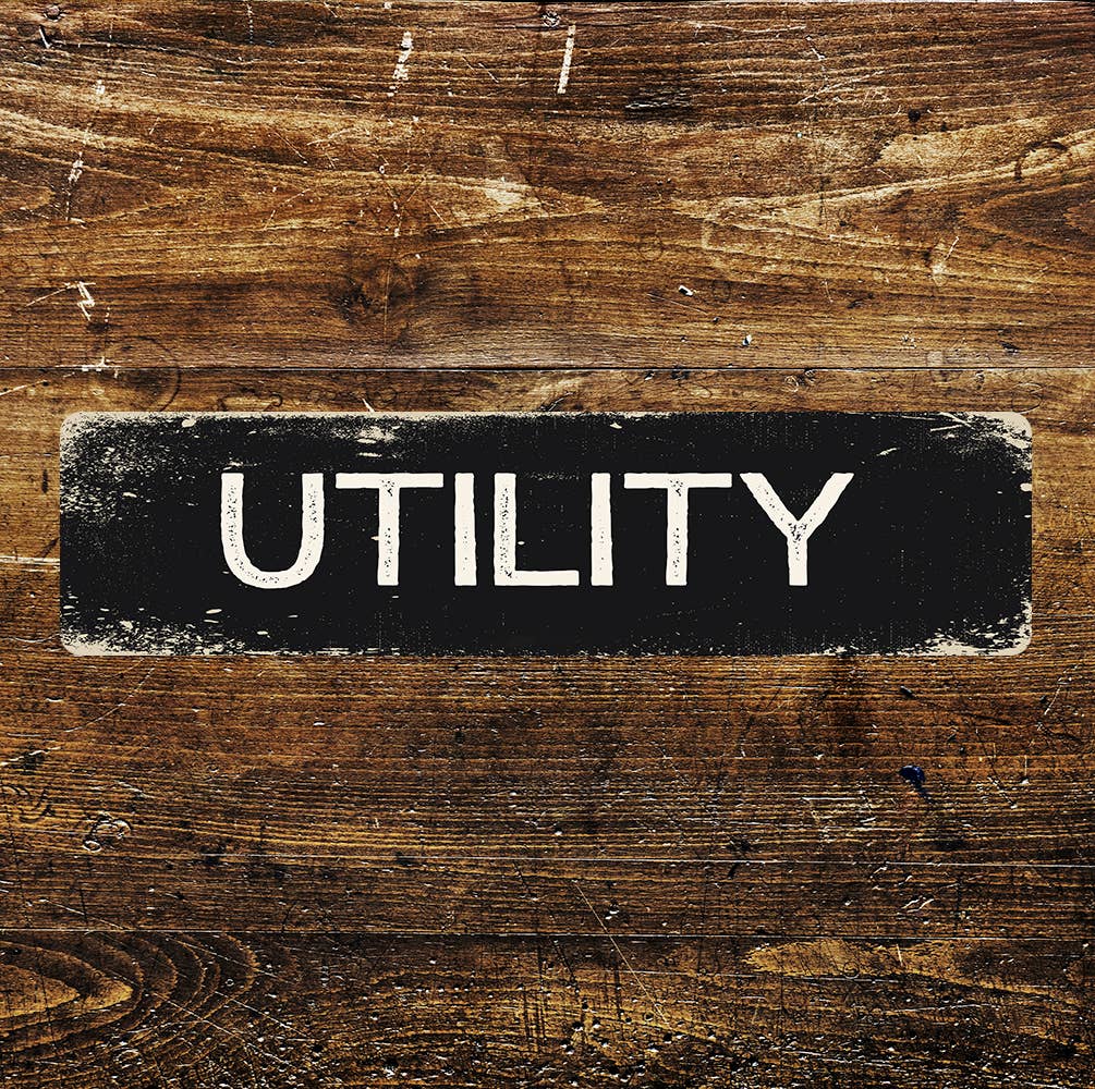 Utility Kitchen Sign Metal Long Sign Plaque