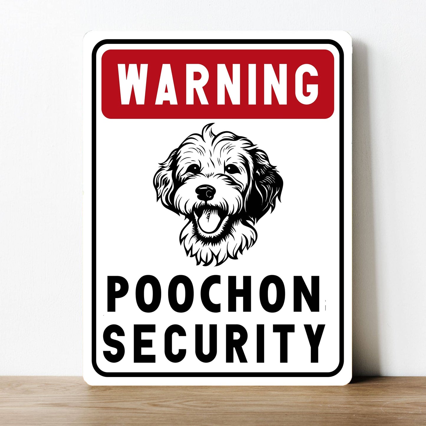Poochon Security Gaurd Dog Warning Metal Sign Plaque
