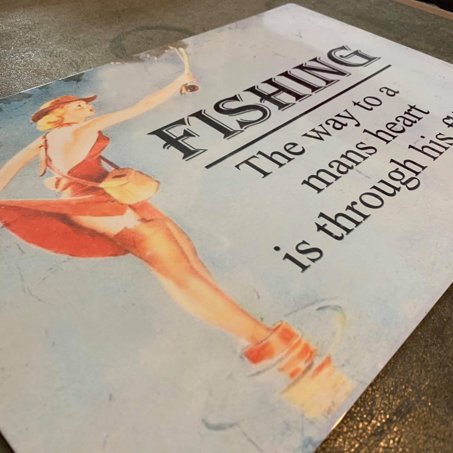 Fishing The way to mans Heart his Flies | Metal Sign