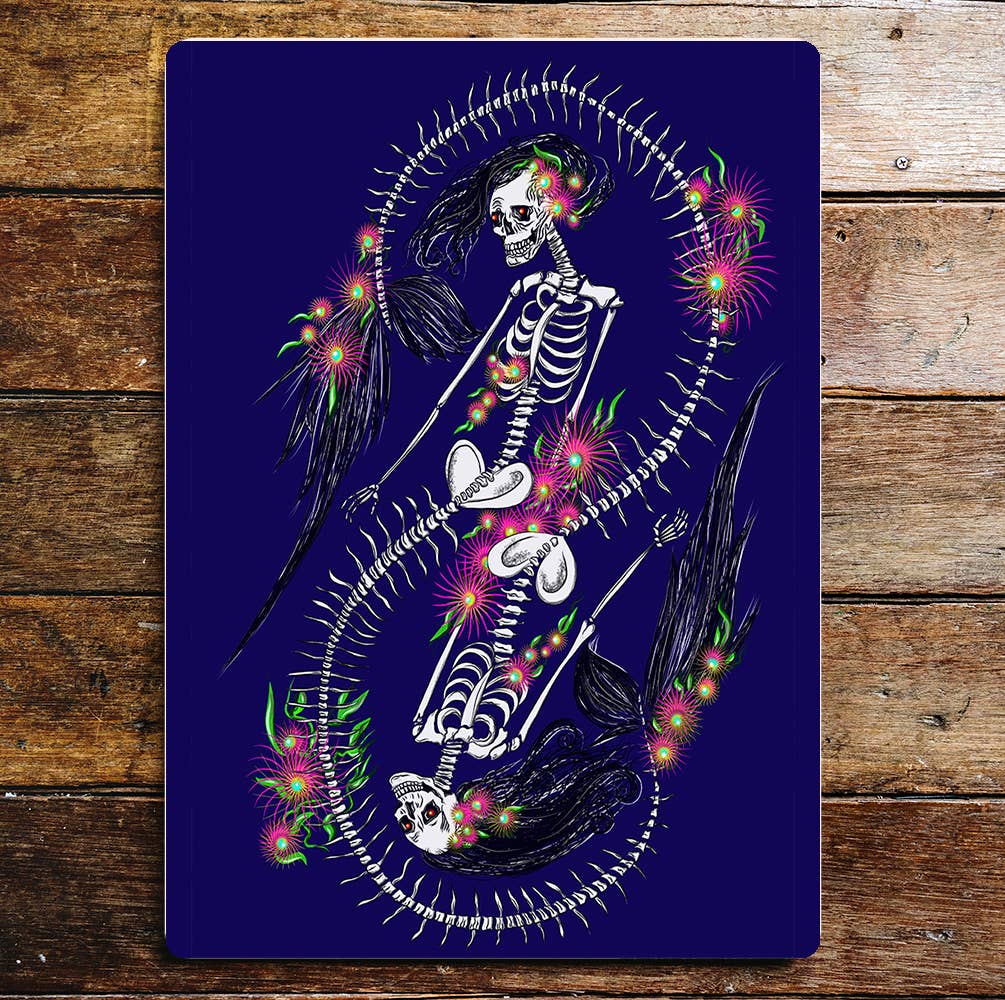 Mermaid skeleton art | Metal Wall Sign