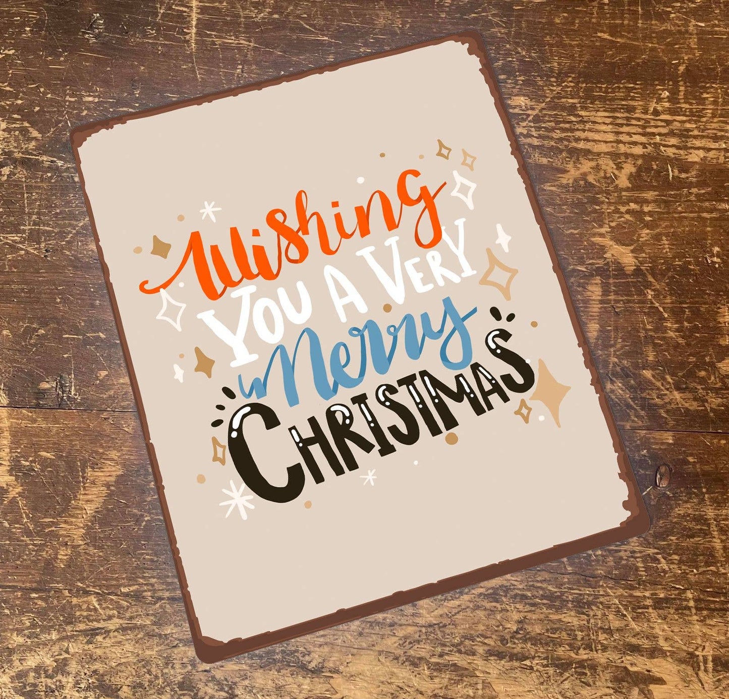 Wish You A Very Merry Christmas | Metal Vintage Wall Sign