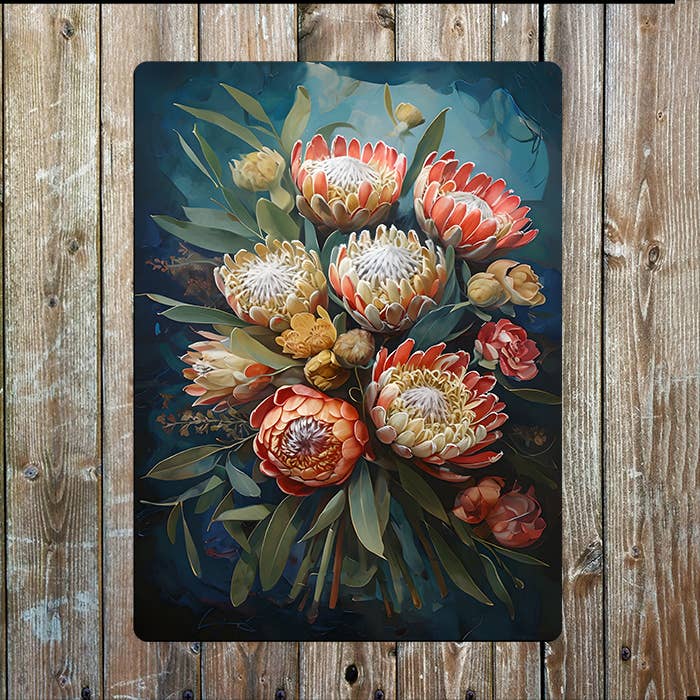 Floral Arrangement Flowers Protea | Metal Sign Plaque