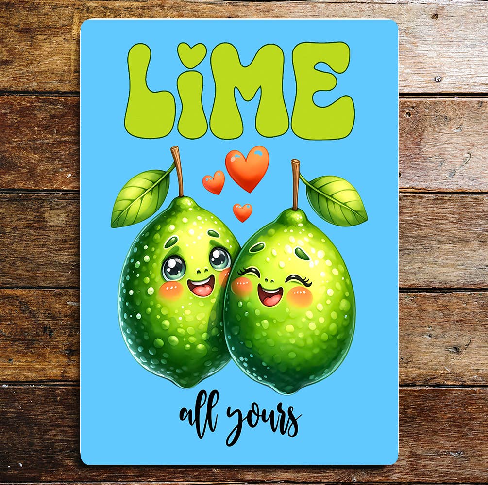 Lime all yours Cute Funny valentine love | Metal Sign Plaque