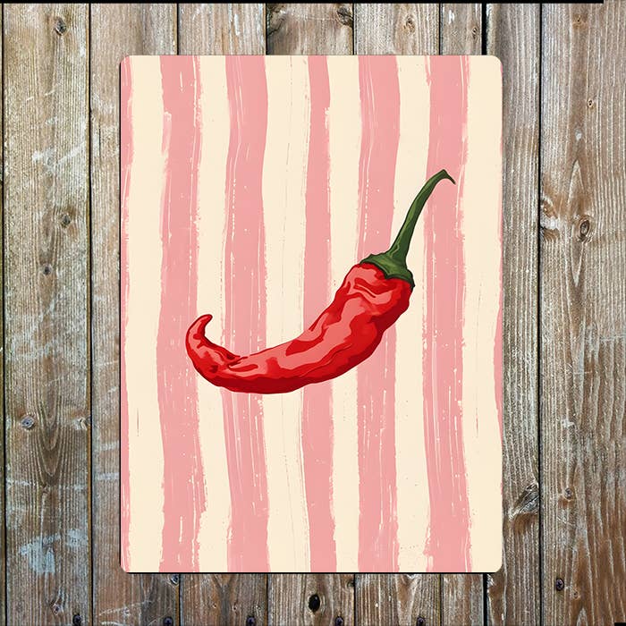 Chilli Pink Cream Stripe Background | Metal Sign Plaque
