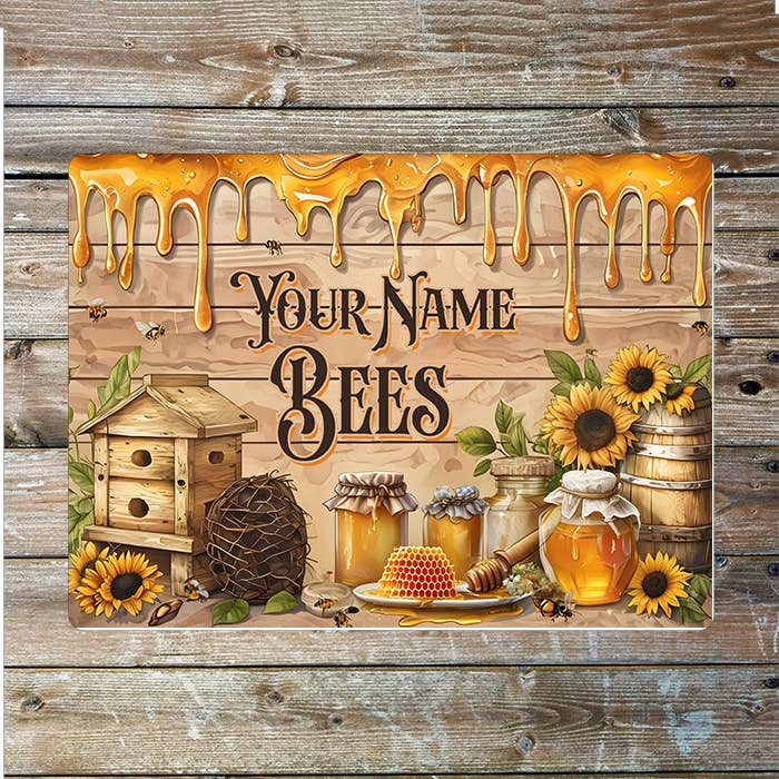 Bee Hive Name Custom Personalised | Metal Wall Sign