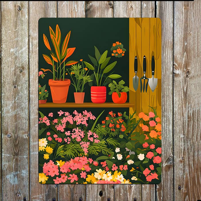 Floral Shop Scene Filled Plants Flowers | Metal Sign Plaque