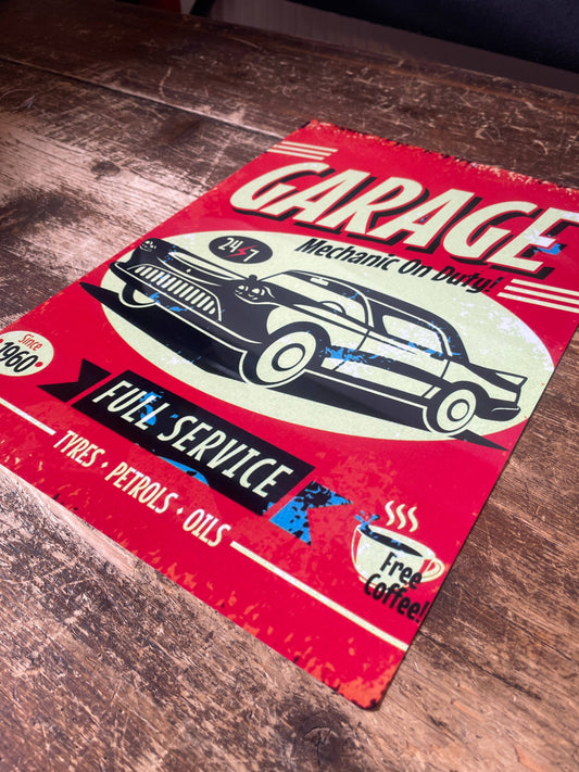 Garage Mechanic On Duty | Metal Retro Wall Sign