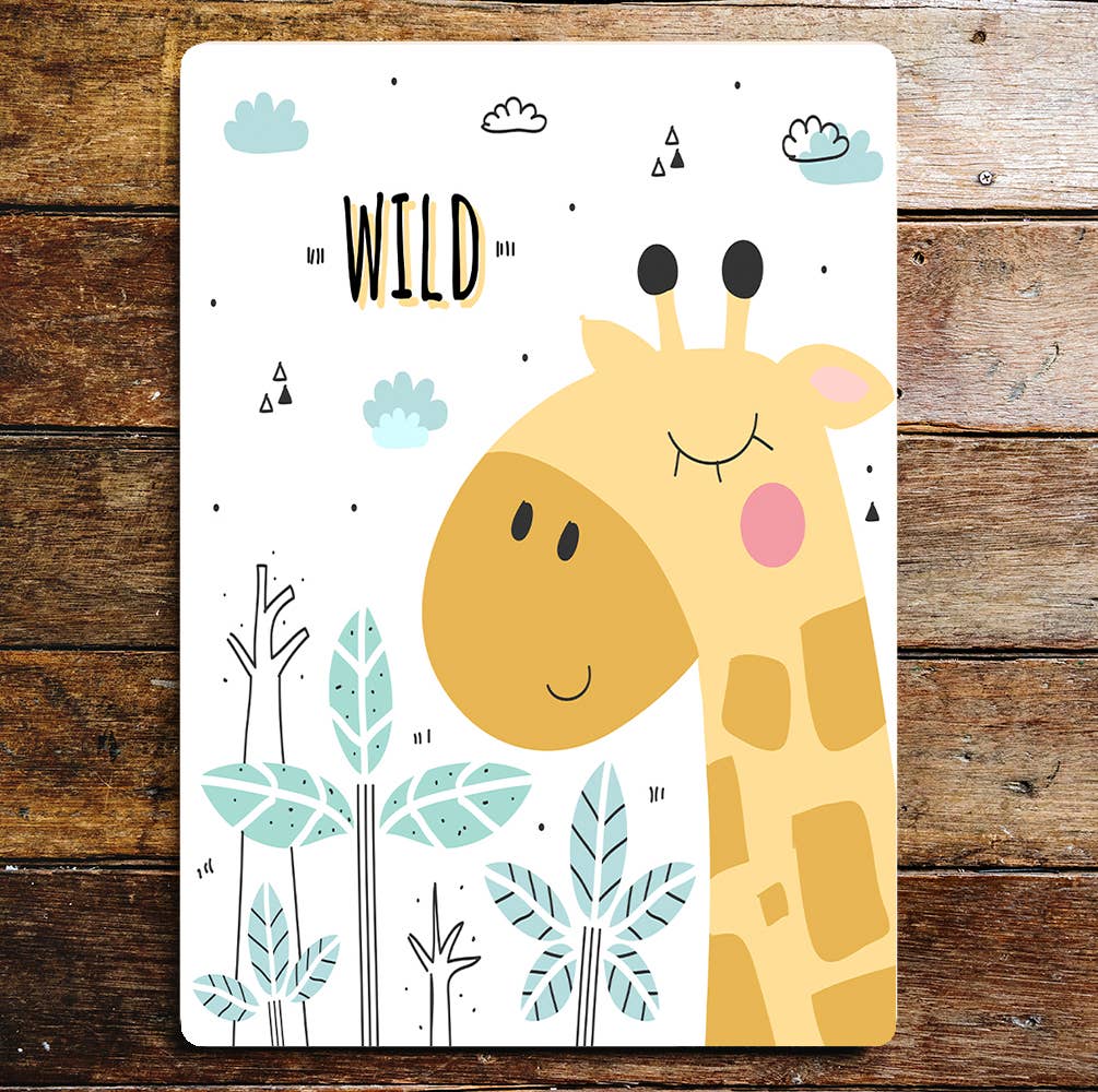 Cartoon Giraffe Head Wild Cute | Metal Sign Plaque