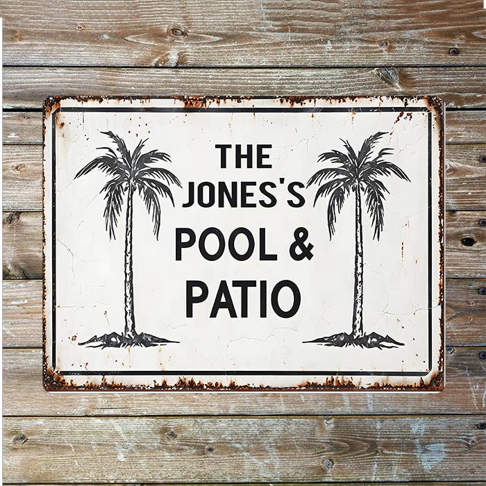 Pool & Patio Swimming Name Custom Personalised Metal Sign