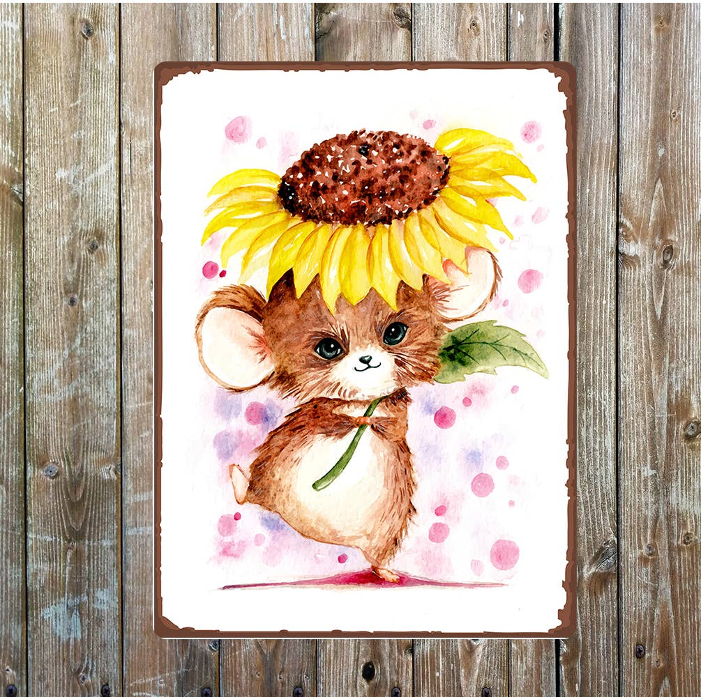 Magic mouse sunflower vintage | Metal Sign Plaque