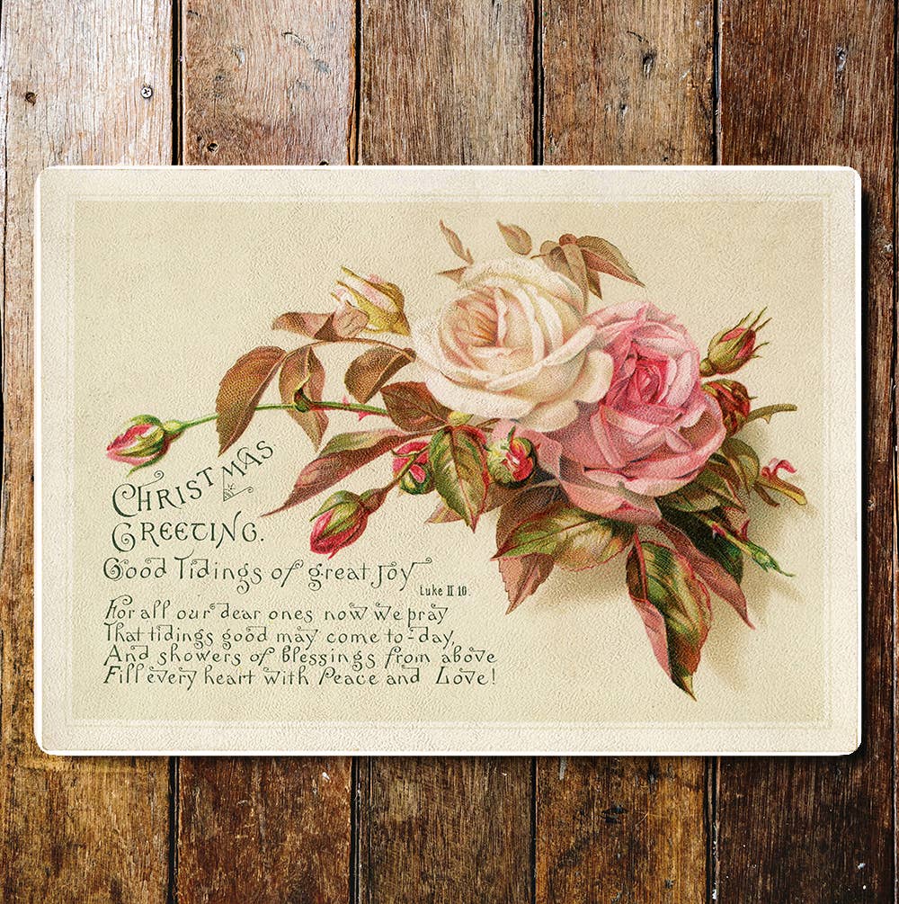Christmas Greetings Roses Good Tidings | Metal Sign Plaque