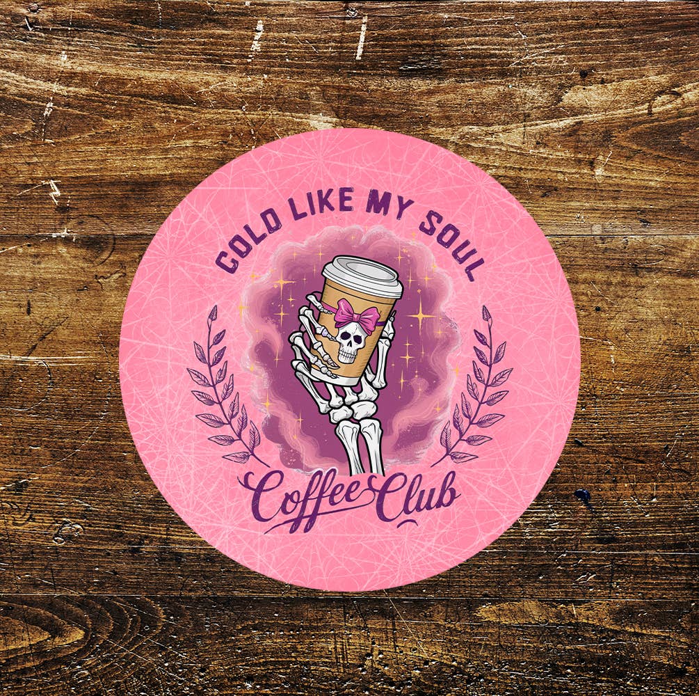 Cold Coffee Club Iced Coffee Halloween Circle Metal Sign