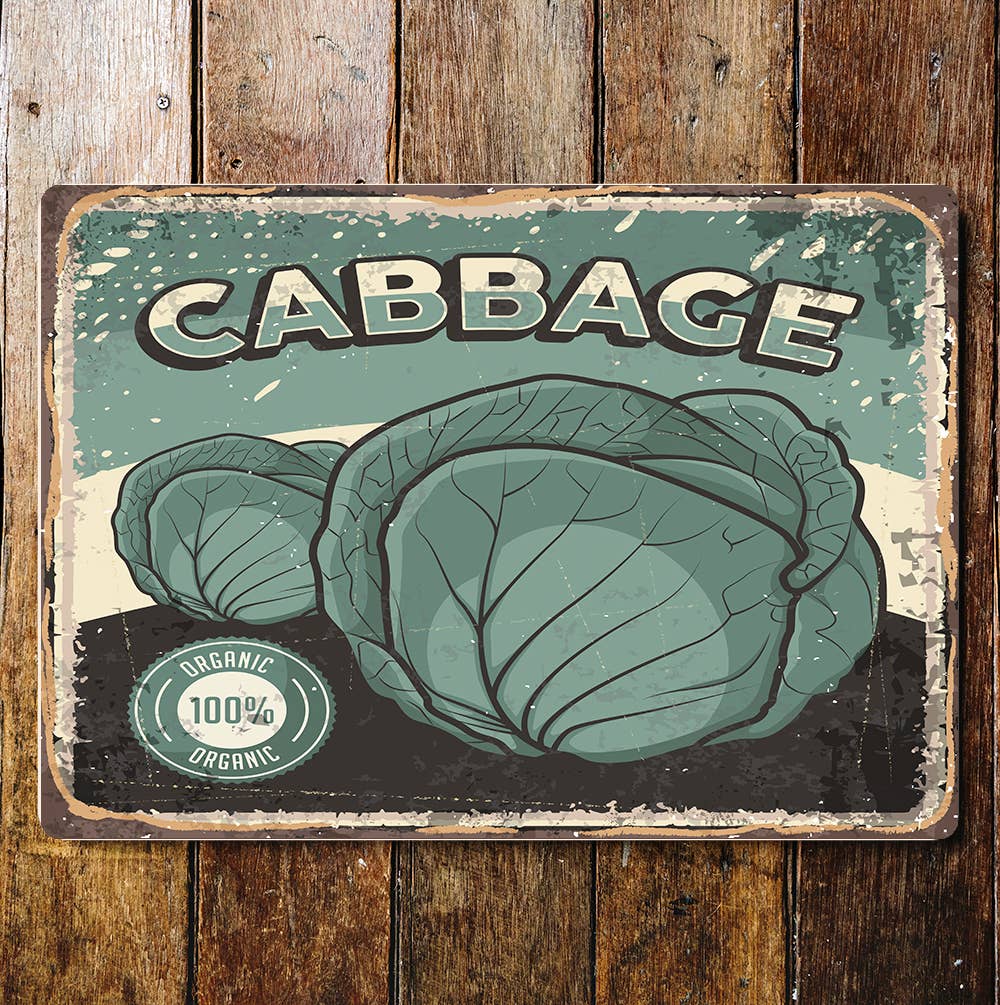 retro cabbage Kitchen Metal Wall Sign Plaque