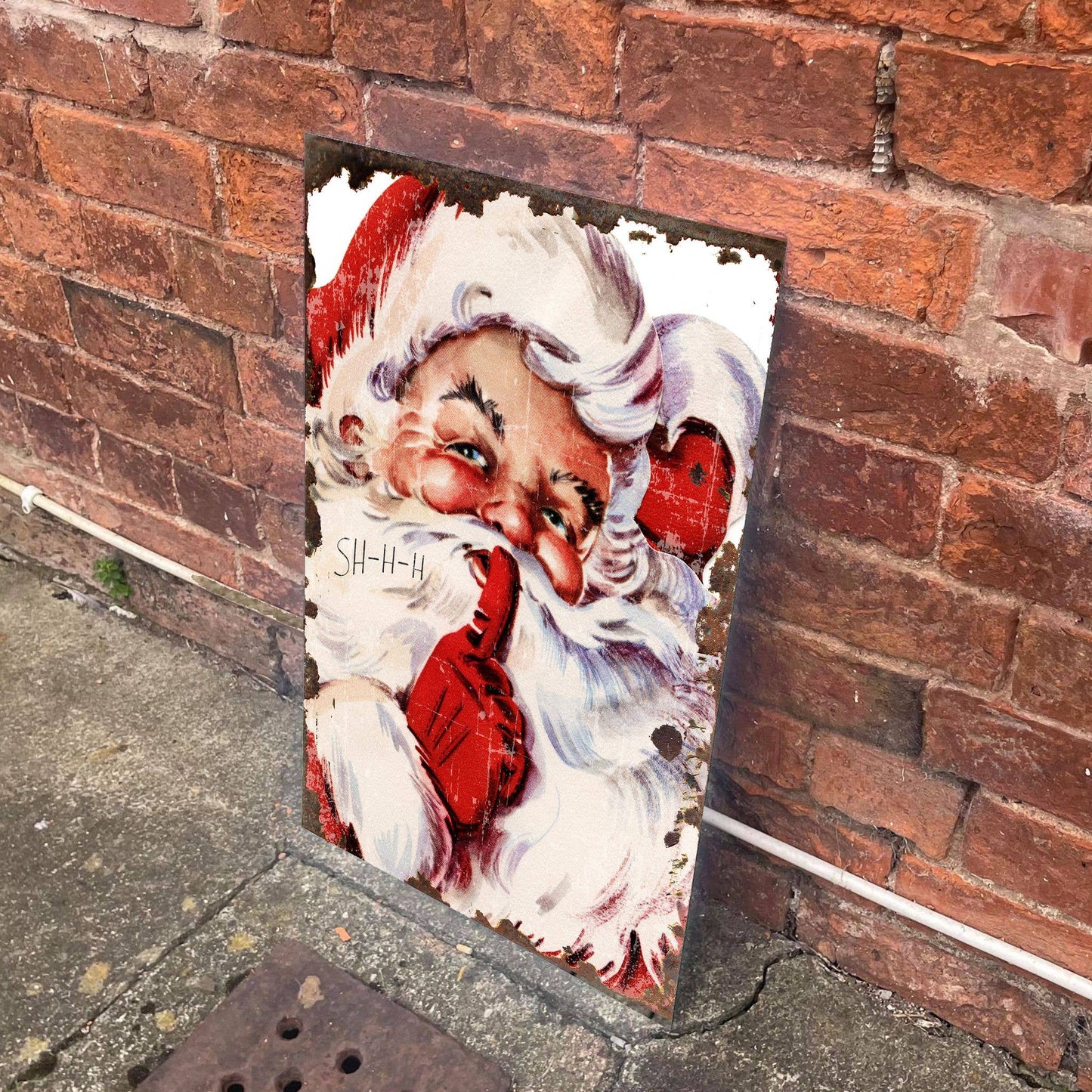 Vintage Santa Shhhh Christmas | Metal Vintage Wall Sign