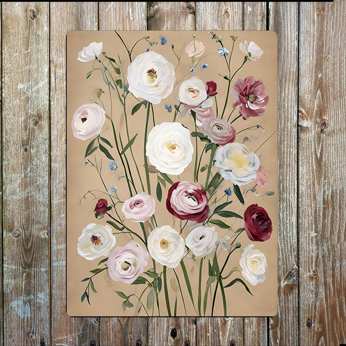 Floral Flowers Arrangement Painting Metal Sign Plaque