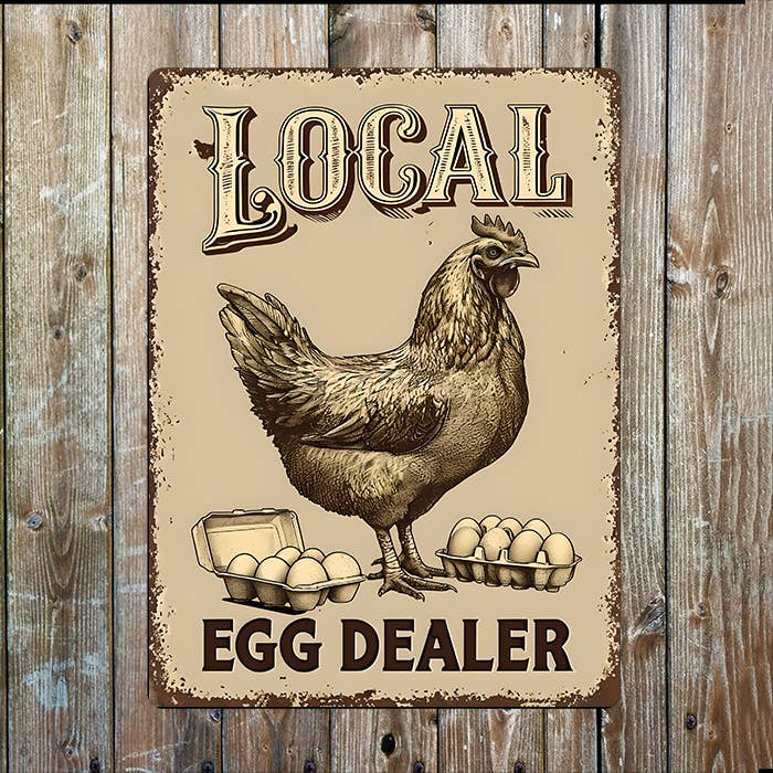 Local Egg Dealer | Hen Chicken | Metal Sign Plaque