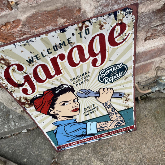 Welcome To Garage | Metal Sign Plaque