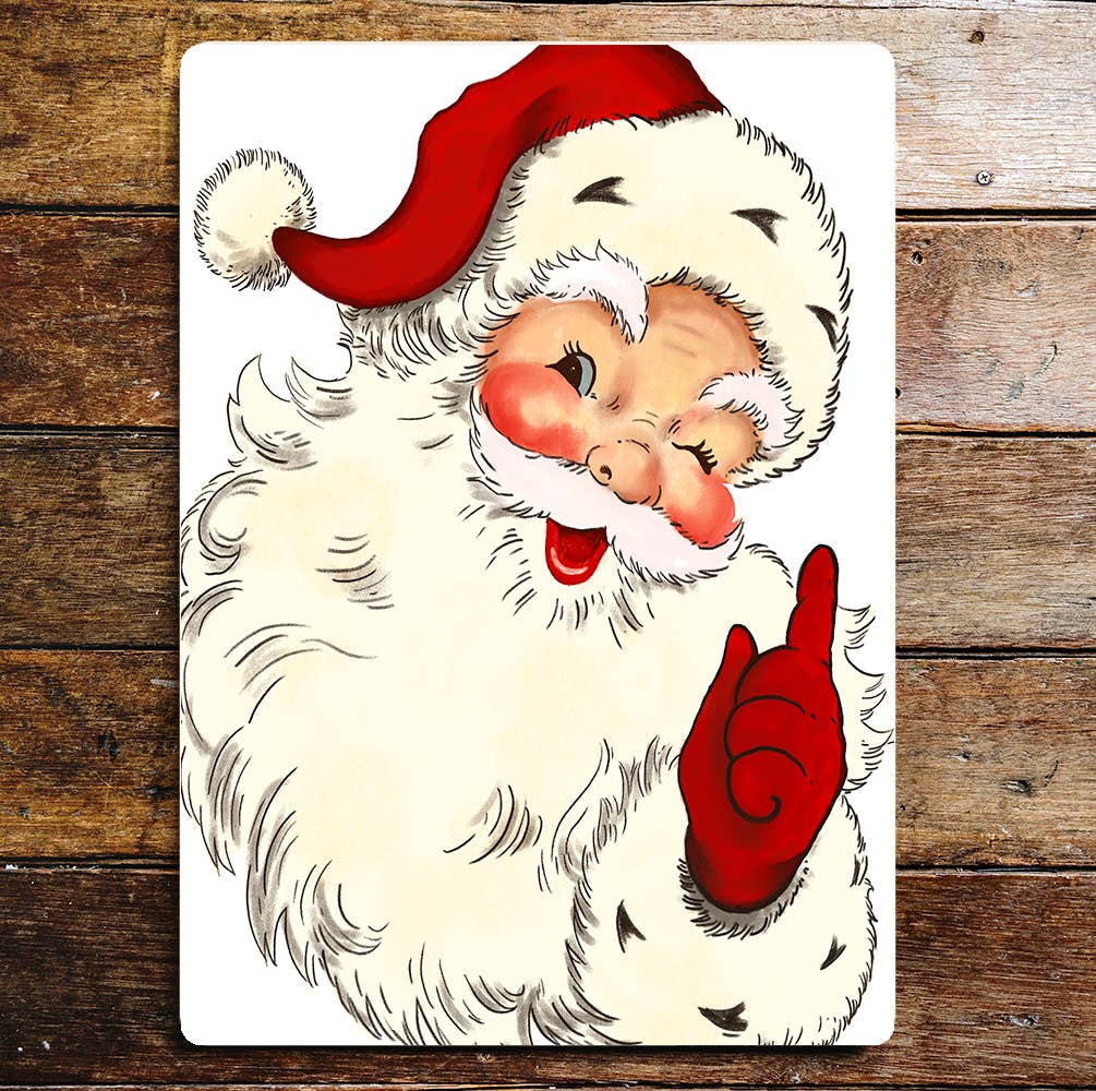 Christmas Fun Santa Rosy Cheeks Art | Metal Sign Plaque