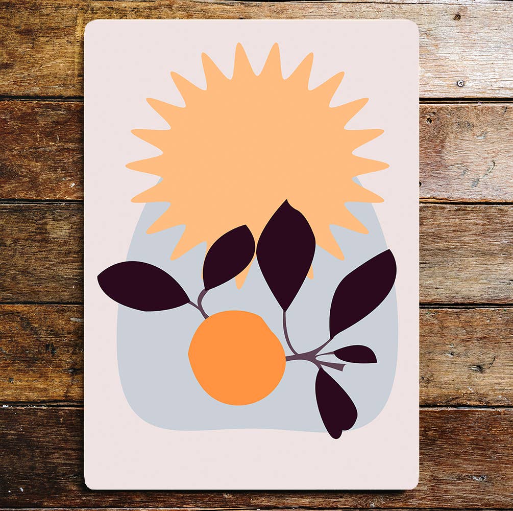 Orange Fruit Pattern Kitchen kitchen | Metal Wall Sign
