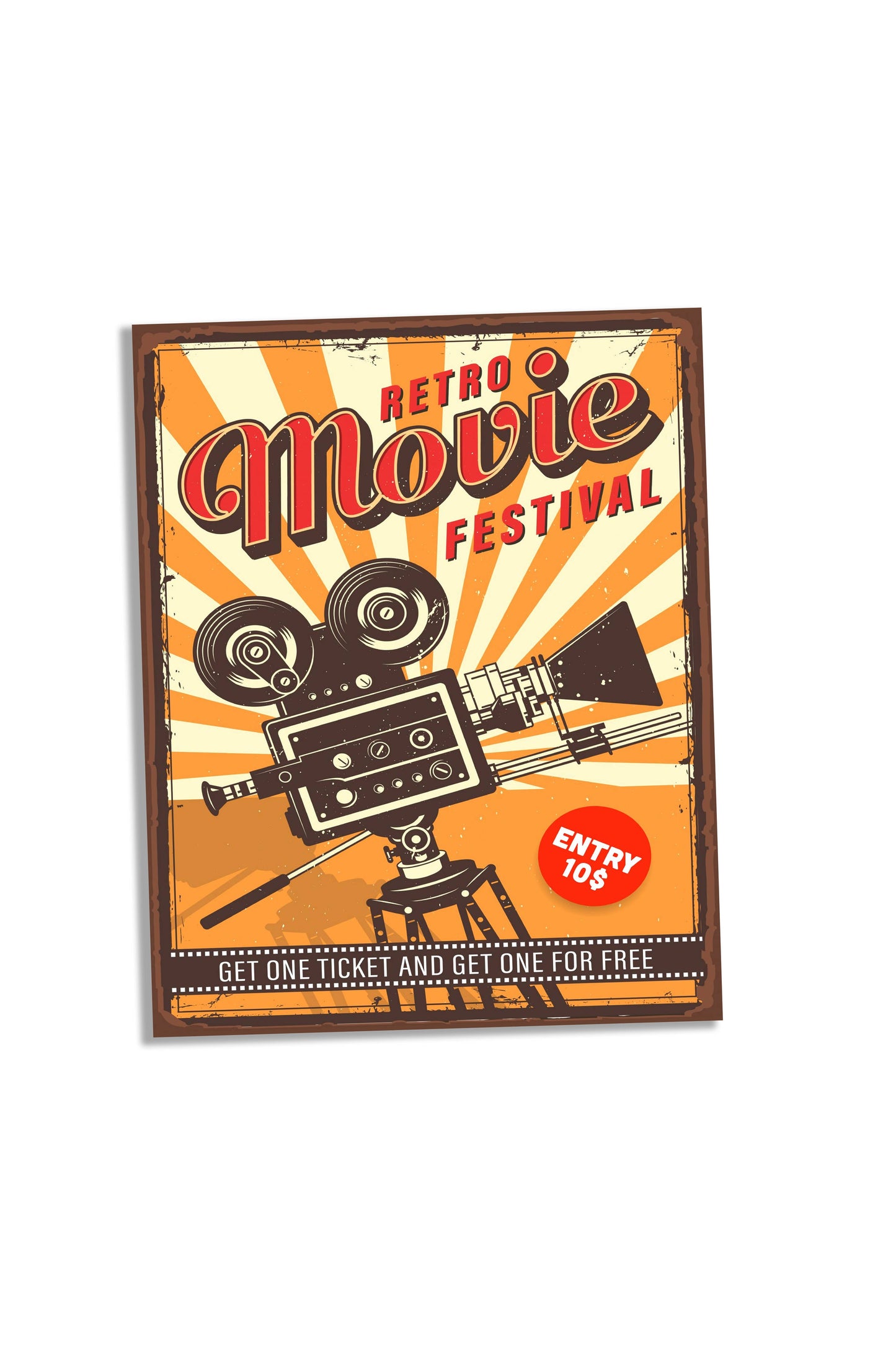 Retro Cinema Movie Festival Metal Sign Plaque