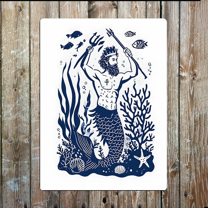 Merman Mermaid Under Sea Nautical | Metal Sign Plaque