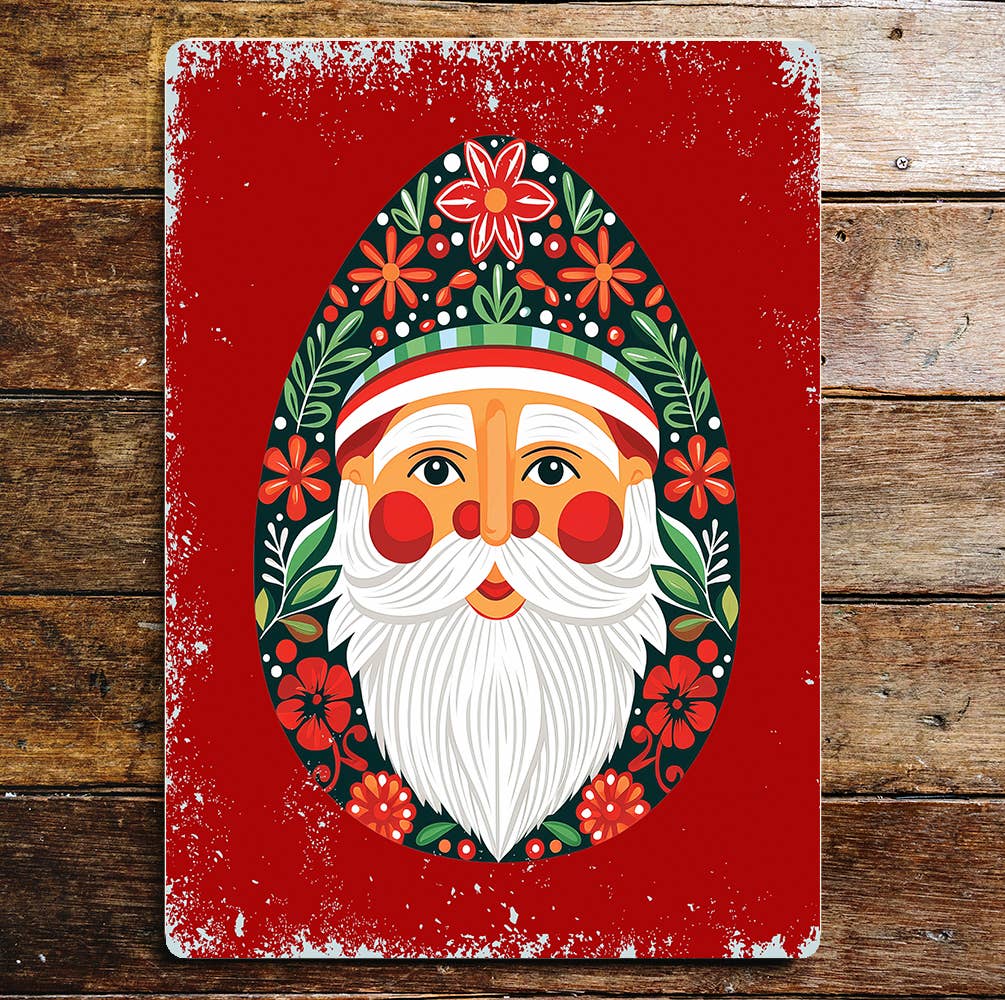 Nordic Scandinavian Santa Christmas | Metal Sign Plaque