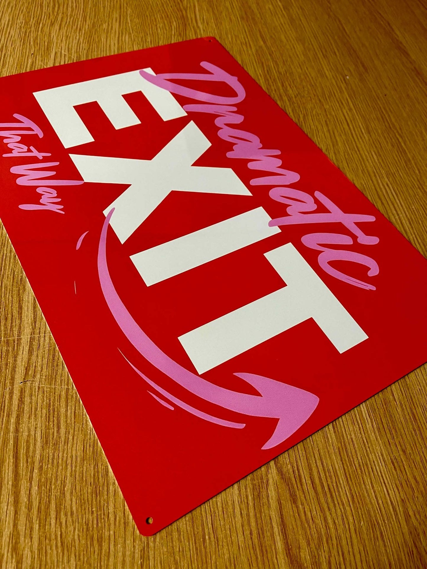Dramatic Exit Red Arrow | Metal Sign Plaque