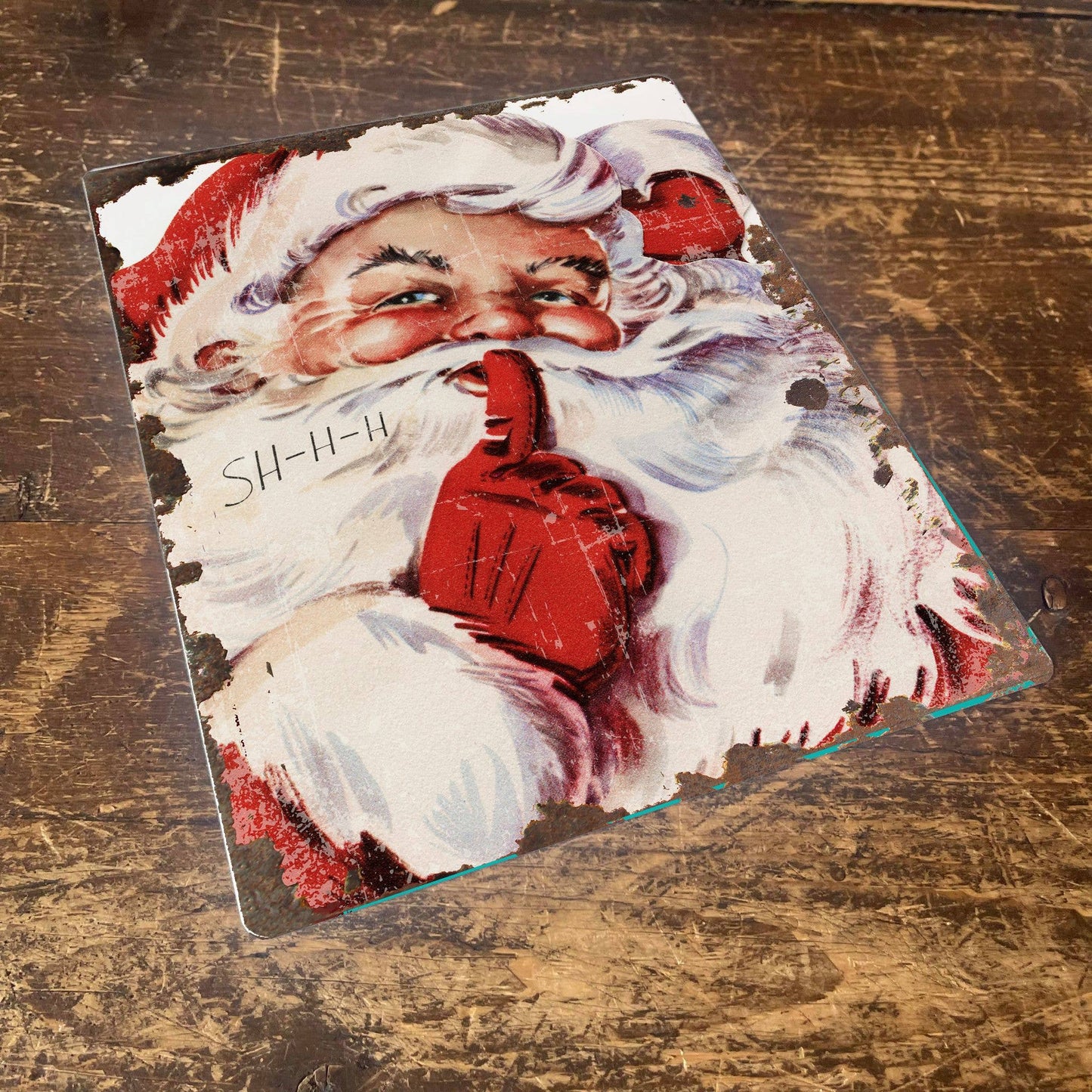 Vintage Santa Shhhh Christmas | Metal Vintage Wall Sign