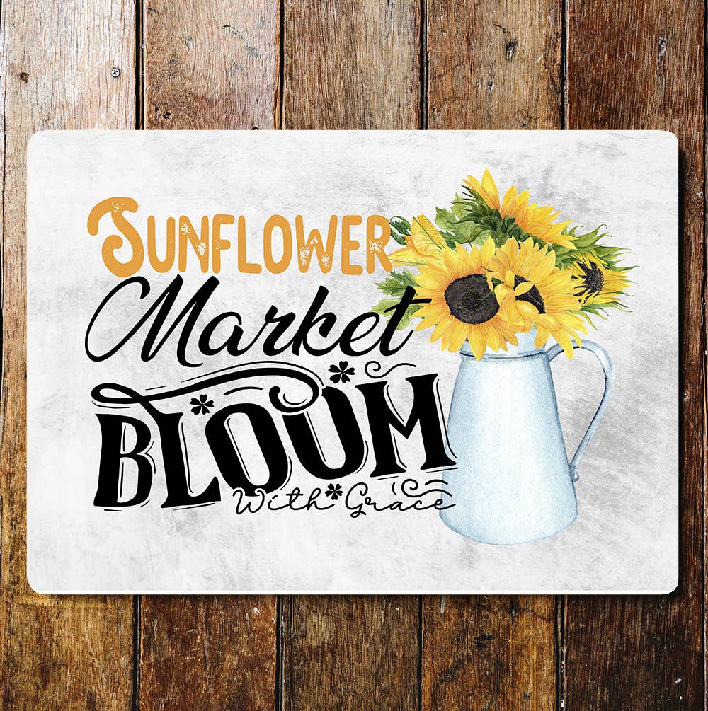Sunflowers Flower Farm Market Bloom Wall Metal Sign Plaque
