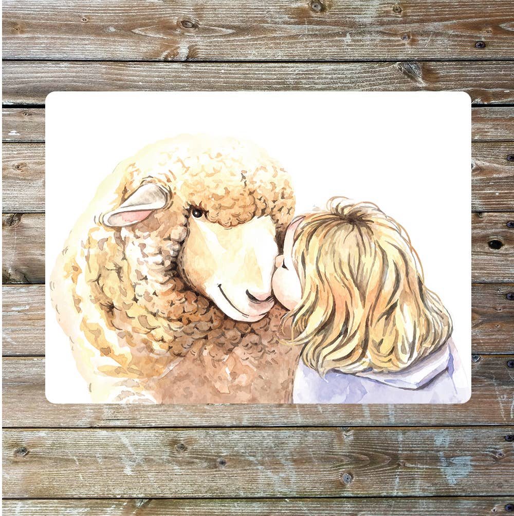 Pet Sheep Kisses Metal Sign Plaque