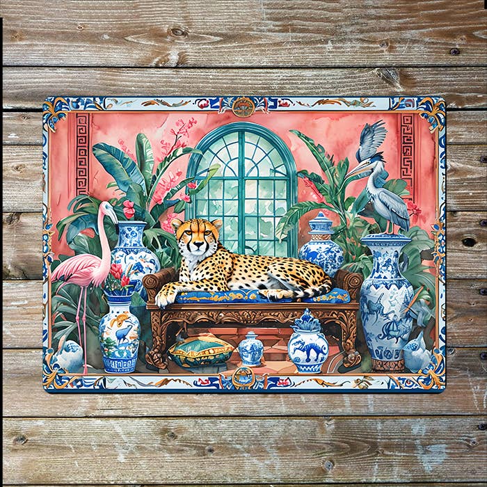 Vibrant Cheetah Exotic | Watercolour | Metal Sign Plaque