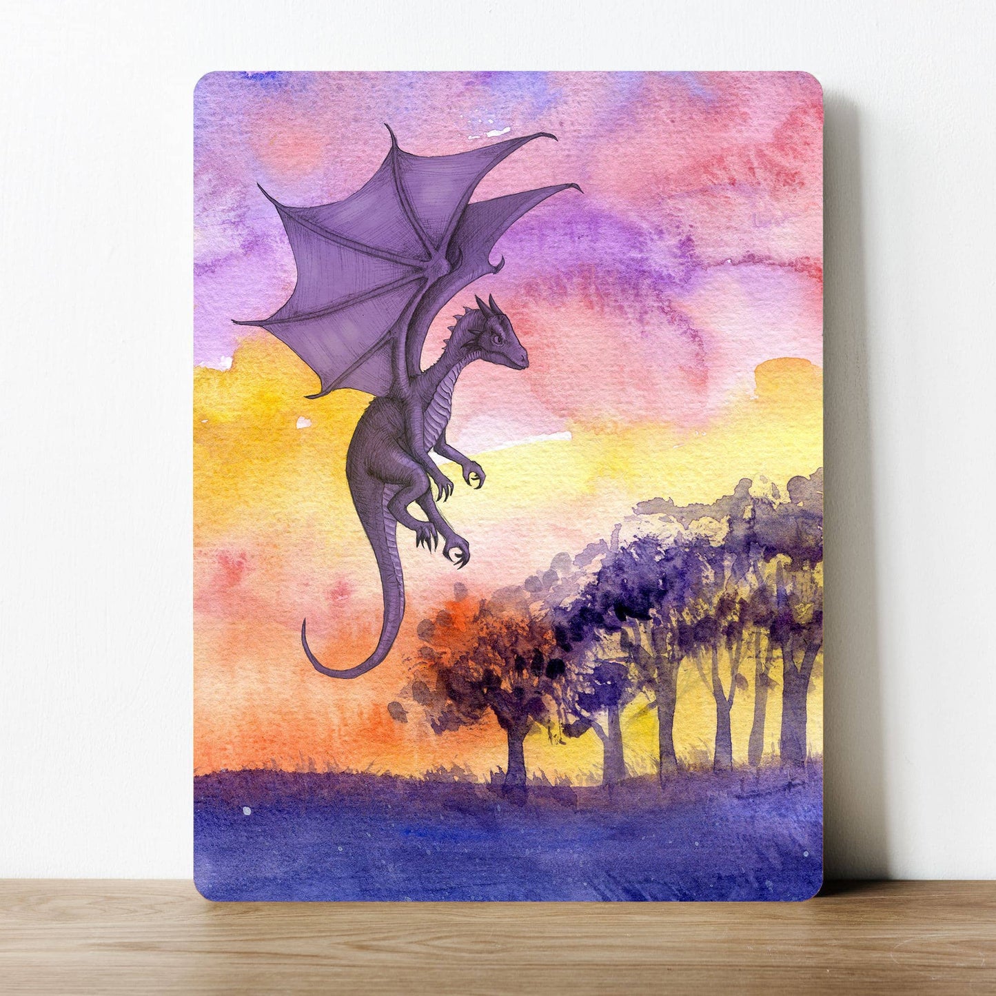 Dragon watercolour art artwork | Metal Sign Plaque