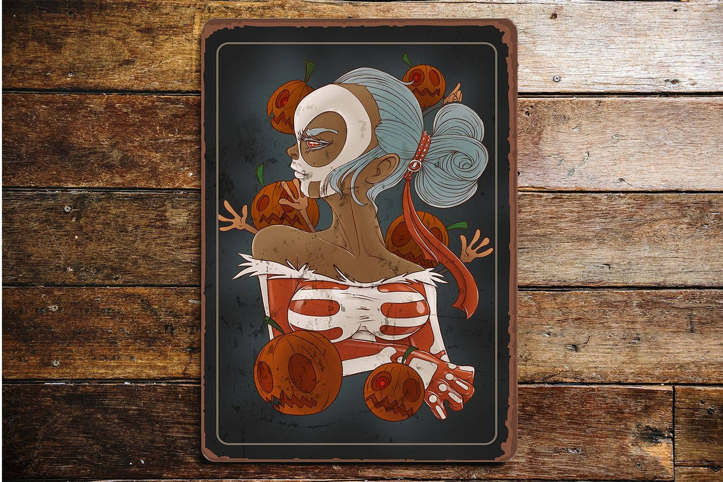 Halloween Sexy skeleton | Metal Vintage Wall Sign