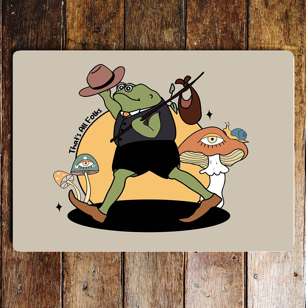 That's all folks Frog Metal Sign Plaque