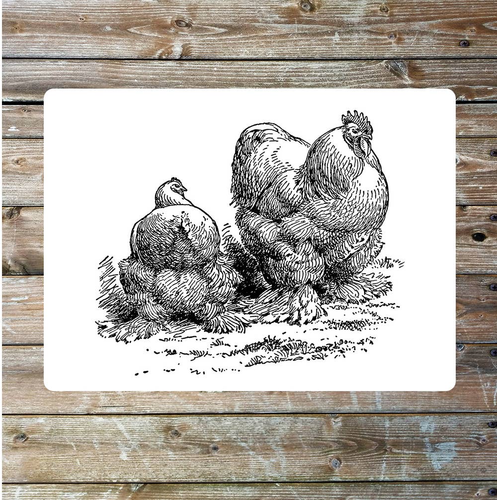 Chicken hen and cockerel vintage wall | Metal Sign Plaque
