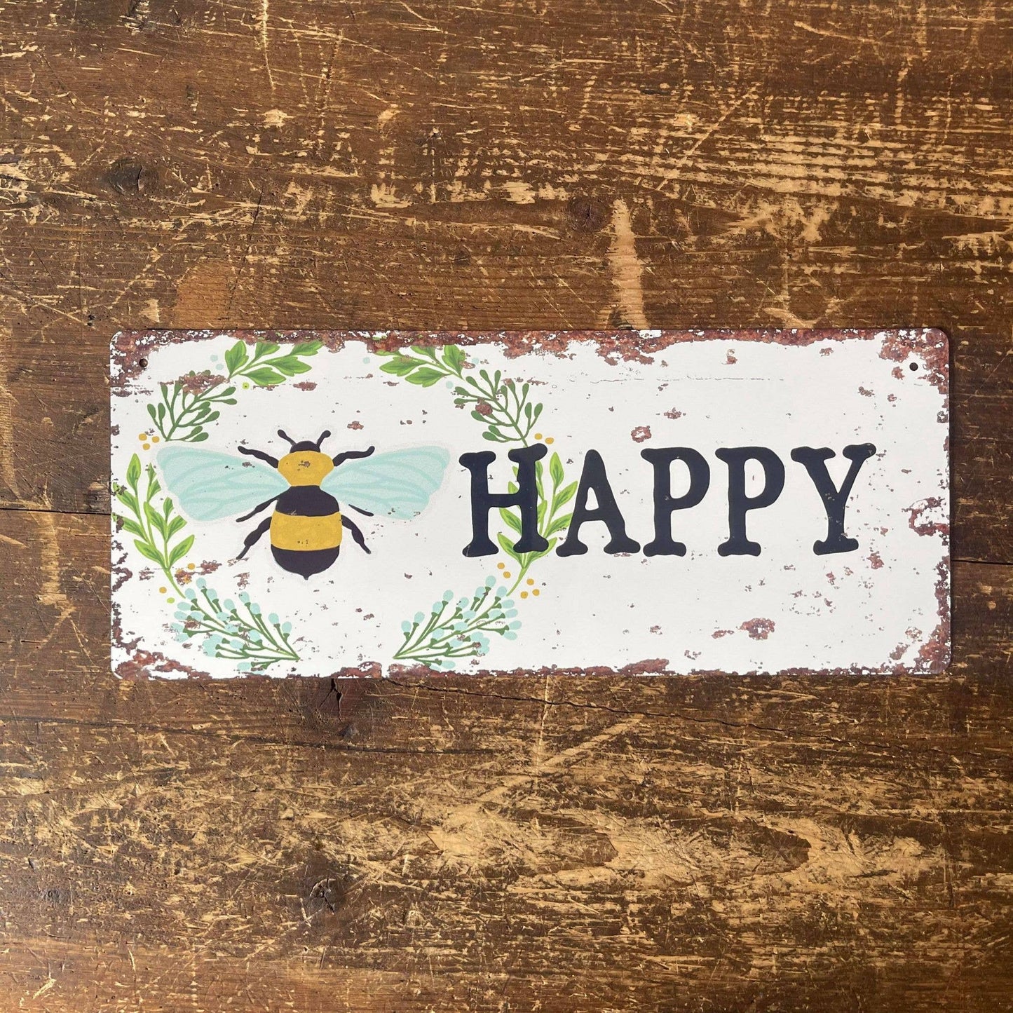 Bee Happy - | Metal Advertising Wall Sign
