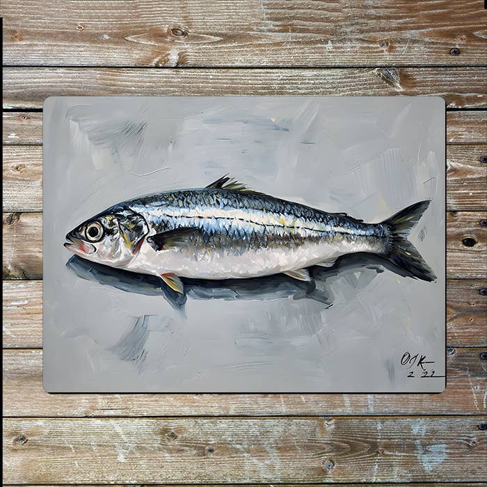 Realistic Painting Of A Herring Fish Metal Sign Plaque