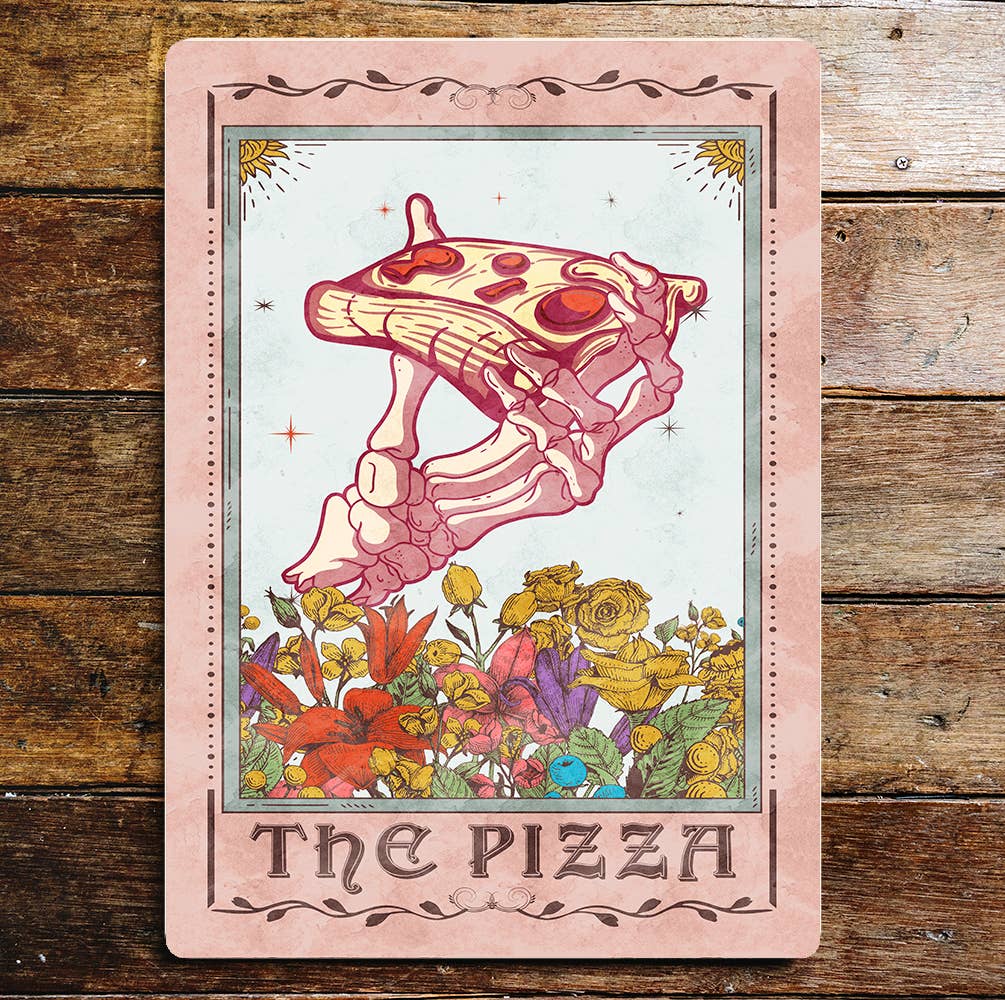 The Pizza Tarot Spiritual Art Metal Sign Plaque