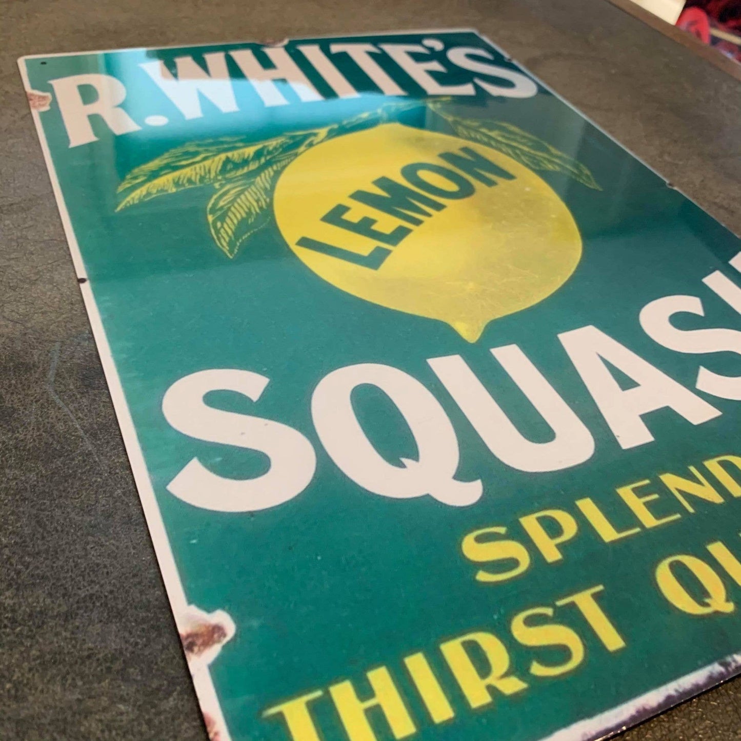 R.Whites Squash Metal Advertising Wall Sign