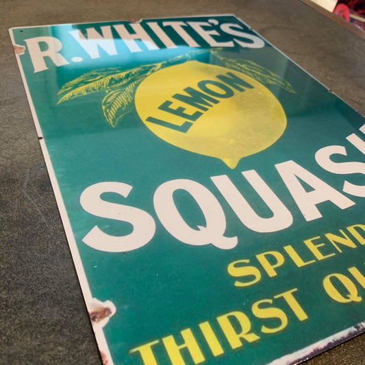 R.Whites Squash Metal Advertising Wall Sign