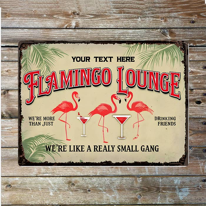 Flamingo Lounge Name Custom Personalised | Metal Wall Sign